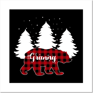 Buffalo Red Plaid Granny Bear Matching Family Christmas Posters and Art